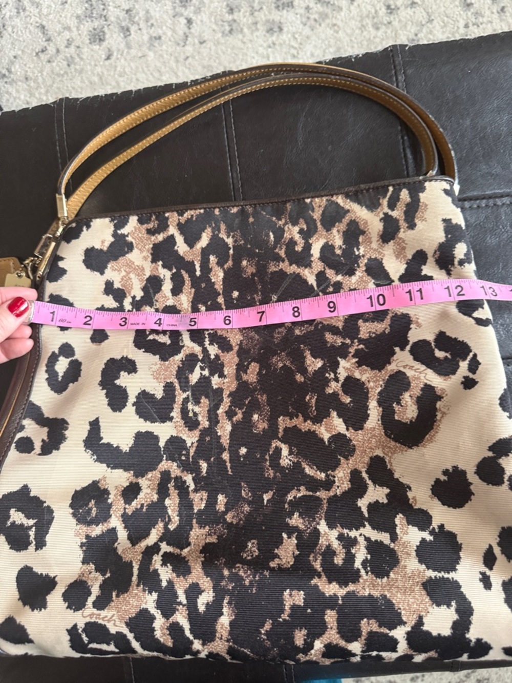 Coach Leopard Print Shoulder Bag - Black/Brown/Cream - Picture 8 of 8